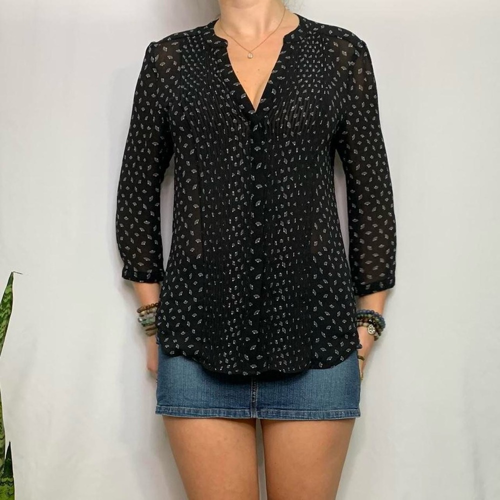 H&M Black and White Patterned Blouse